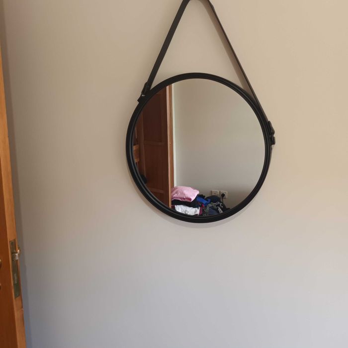 Round Mirror with Black Strap – Maisons du Monde (Like New)