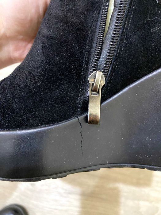 Сапоги жіночі натуральна замша на овчині чорні р. 37  (24,5 см)