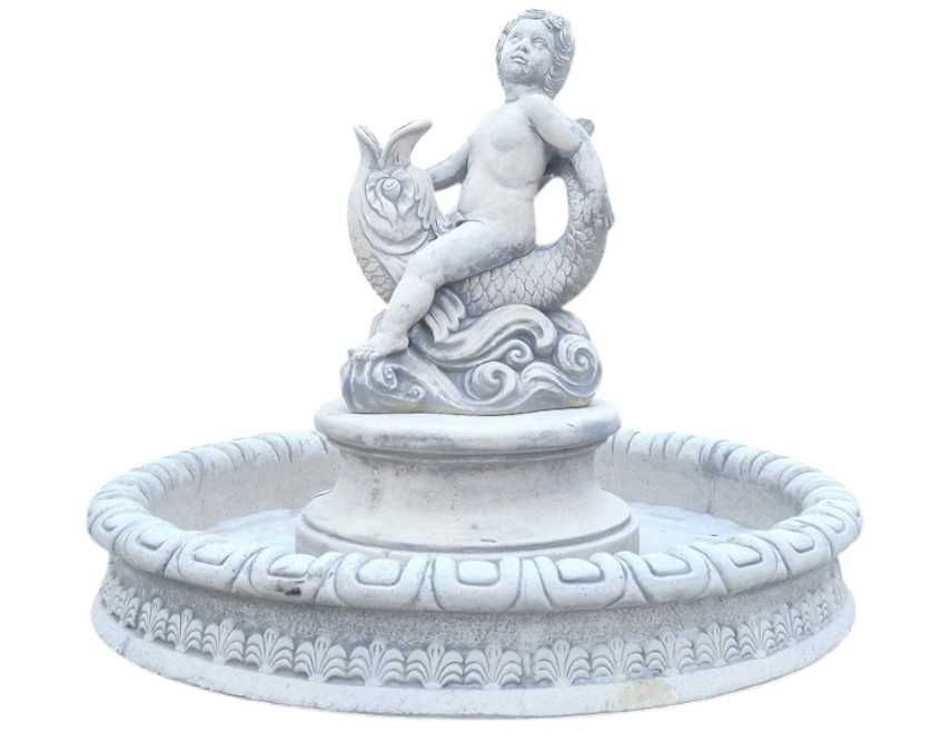 Fontanna ogrodowa Ebro basen z dnem "Amorek" Biały beton figura Ag-Bet