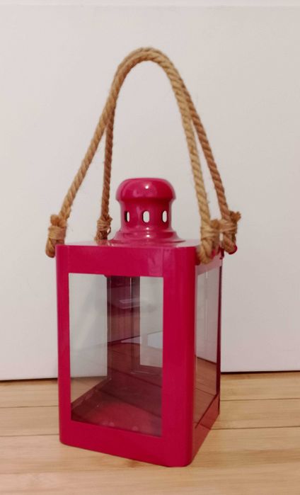 NOWA piękna duża metalowa latarnia, lampion na sznurach, wys. 26 cm