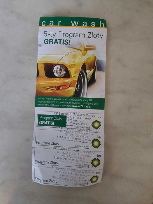 Sprzedam złoty karnet na myjnię BP