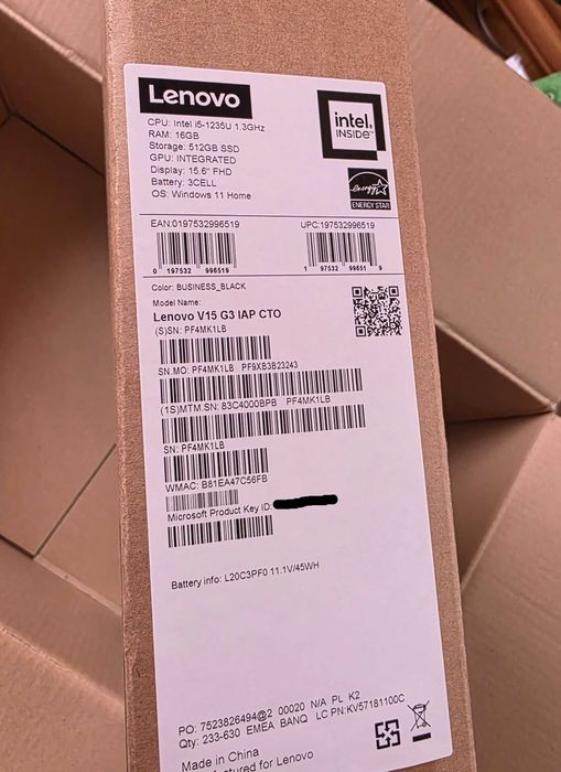 Laptop  Lenovo V15 i5 16/512GB NOWY