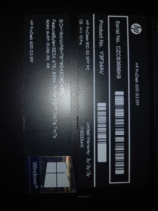 Komputer HP Prodesk 600 G3 SFF i3-6100 8GB SSD 240GB W10 WiFi