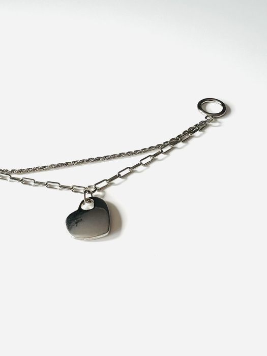 Nowa srebrna bransoletka Glamour Podwójna Serce Stal antyalergiczna