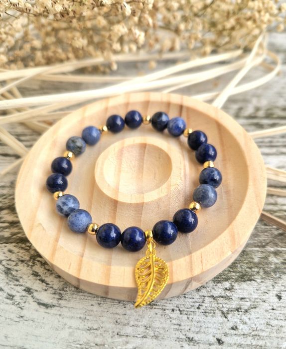 Bransoletka lapis lazuli 8 mm hematyt