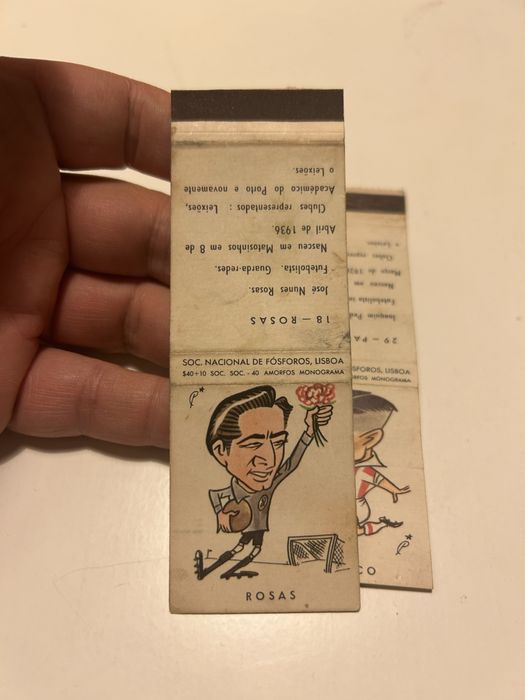 Leixões 1961 cromos da bola carteiras de fósforos caricaturas