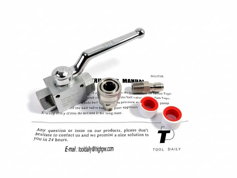 E273 Zawór Kulowy Do Myjki Ciśnieniowej Tool Daily Zestaw 3/8 NPT Gwint Szybkozłączka Do Węża Max 4500 PSI Stalowy Zawór Odcinający Wysokociśnieniowy