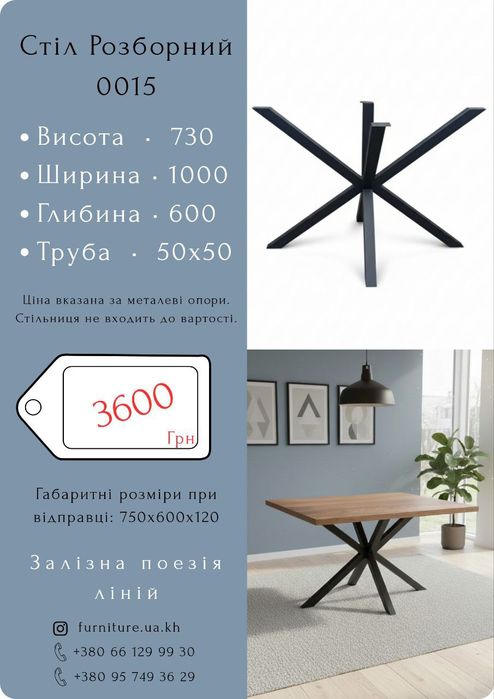 Опори для столів у стилі Loft