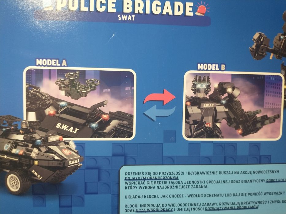 Nowy duży komplet klocków policja 2w1