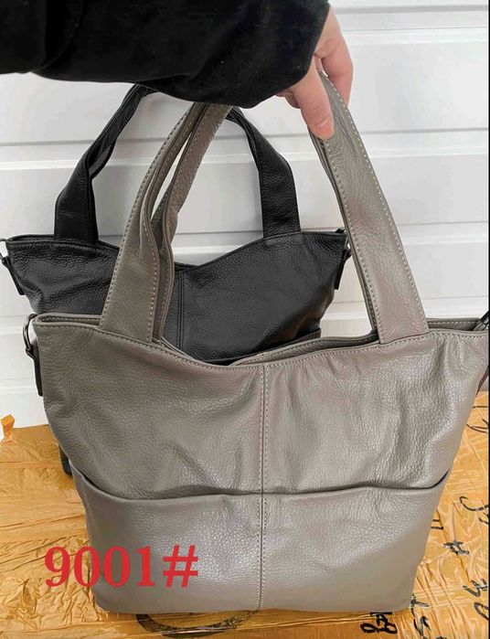 Сумка жіноча шкіряна м'яка чорна, бежева, синя, зелена(є довга ручка)