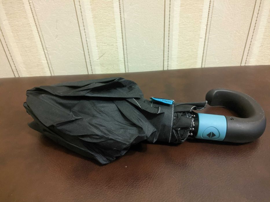 Новый стильный мужской зонт чёрного цвета Clima Bisetti полный автомат