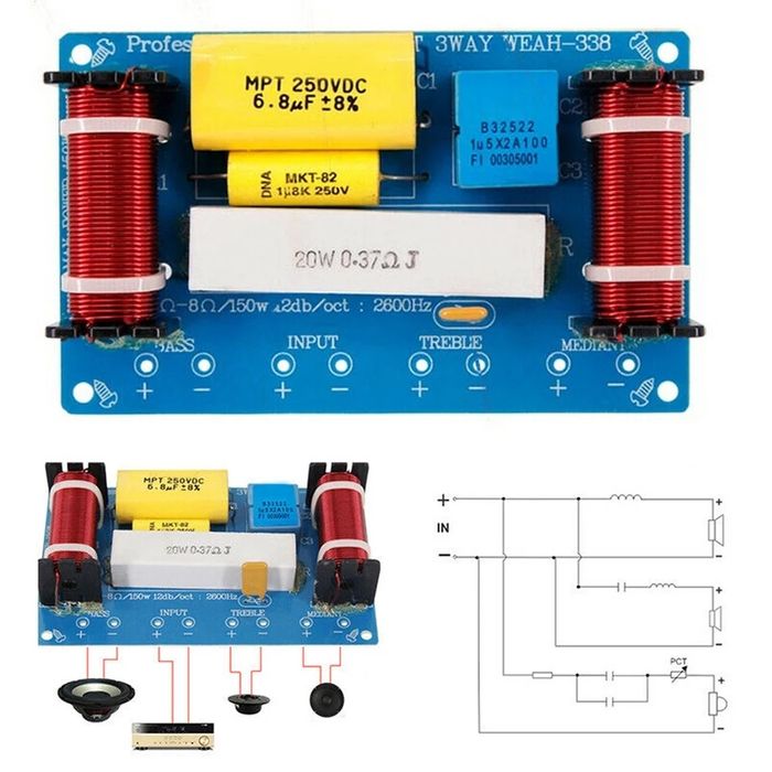 разделитель звуковой частоты динамика, фильтр кроссовер. WEAH-338 120W