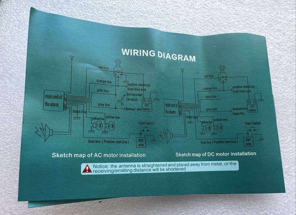 Мотосигналізація двохстороння 12В мототранспорт мотоцикл