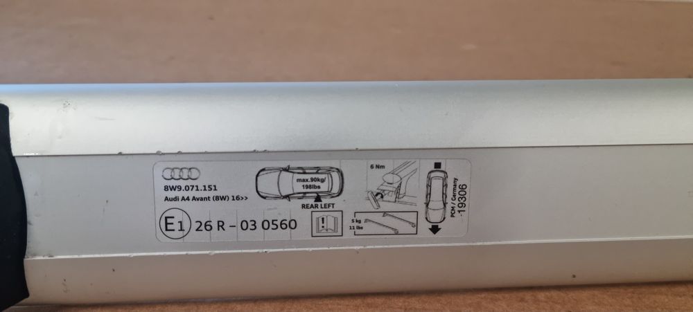 Audi A4 B9 8W Avant Kombi poprzeczki dachowe bagażnik belki dachowe Oryginalne Oem Wysyłka