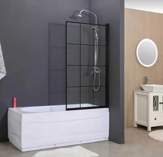 Скляна шторка для ванни Glass 70х140см Black