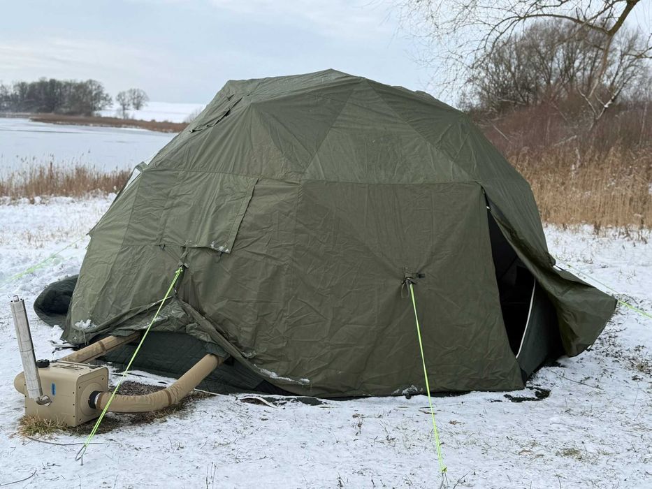 Ocieplany namiot panoramiczny + cichy autonomiczny ogrzewacz diesla