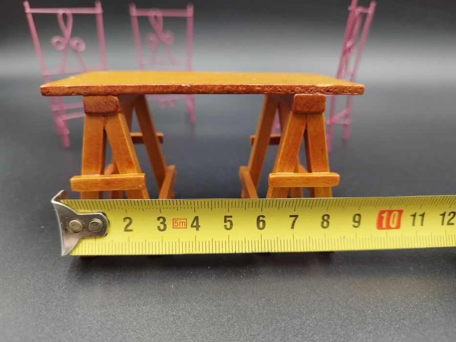 Mini mebelki zestaw ogrodowy cztery  krzesła i stoł skala 1:12 mebelk