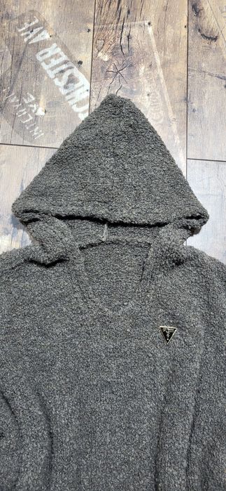Grafitowy sweter damski baranek kaptur milutki uni