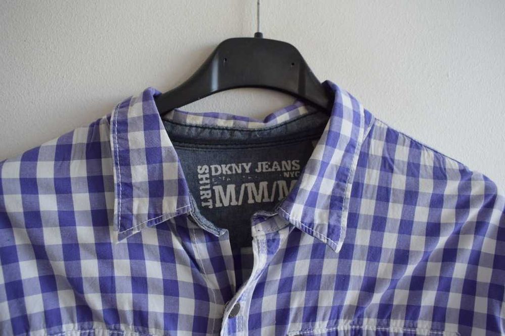 DKNY koszula w kratkę biało fioletowa m