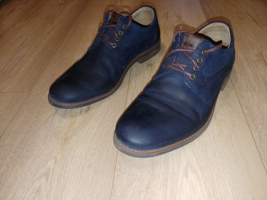 Buty skórzane męskie Venezia Jum Blue rozmiar 42 nubuk granatowe IDEAL