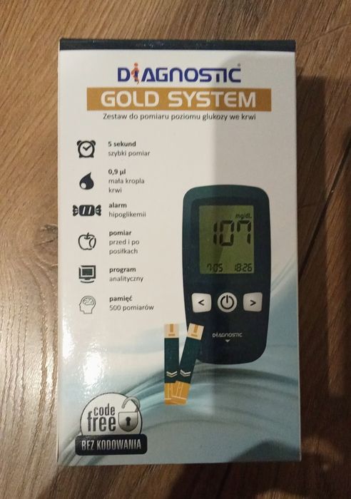 Diagnostic Gold System - Nowy Glukometr + paski, nakłuwacz, igły, dzienniczek, Niska Cena + gratisy %