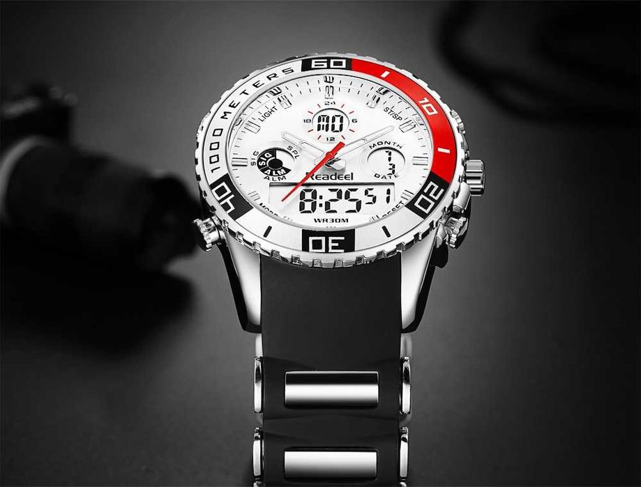 Zegarek męski READEL  z Bezelem do nurkowania czerwony