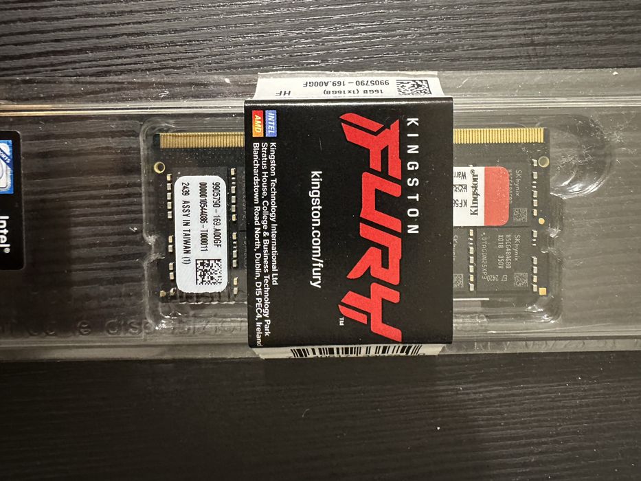 Память ОЗП Kingston SODIMM DDR5 16GB 6400Mhz FURY KF564S38IB