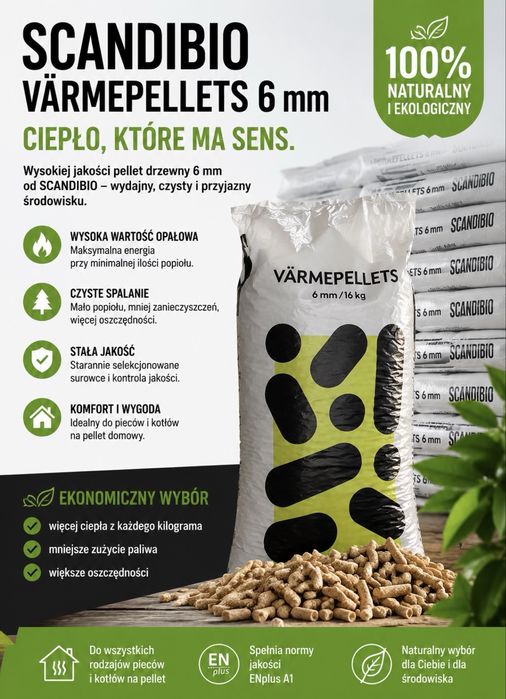 Pellet Szwedzki Premiun En A1 6 mm paleta 832 kg