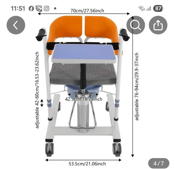 Equipamentos de Apoio à Mobilidade – Cadeira de Transferência, Cadeira de Banho Braun e Banco de Banho