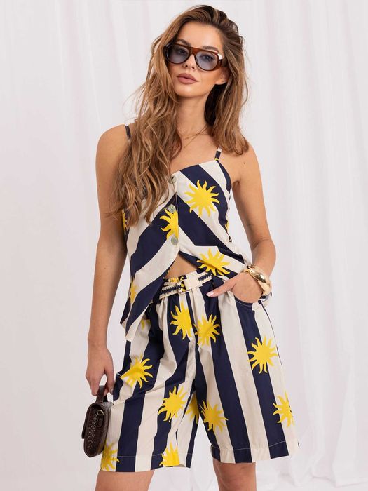 Granatowe Bermudy Damskie 100% Bawełna Słońce Italy Moda
