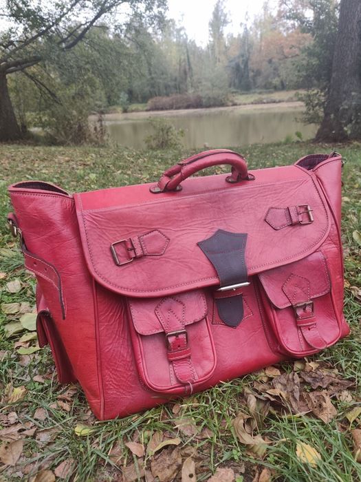 Torba vintage ze skóry naturalnej z Maroka.