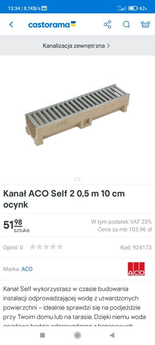 Kanały do odprowadzania wody  2,5m