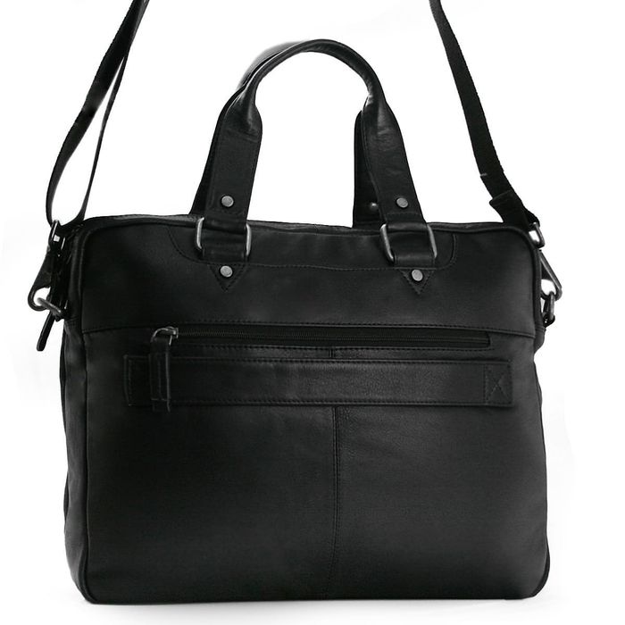 Torba męska skórzana na laptopa - czarna