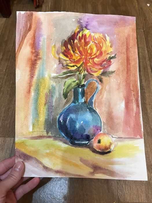 Натюрморт акварелю начерки фарбою кувшин самовар навчальні роботи