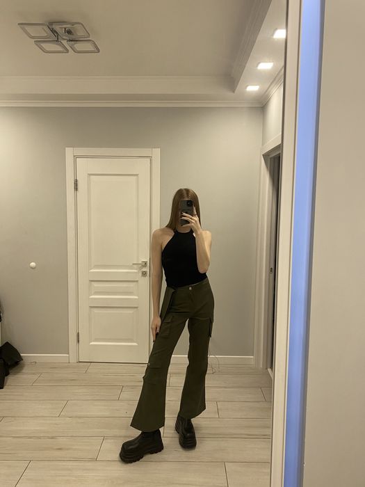 Штаны клеш cargo pants боюки карго широкие
