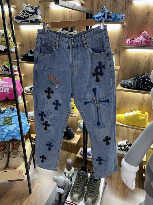 Джинси Chrome Hearts Limited Cross Logo Blue