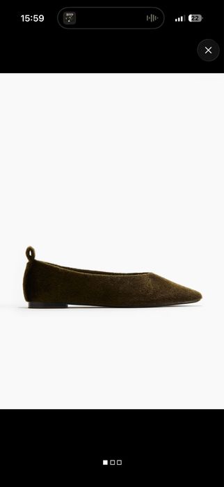 Ciemnozielone khaki futrzane nowe baleriny h&m 37