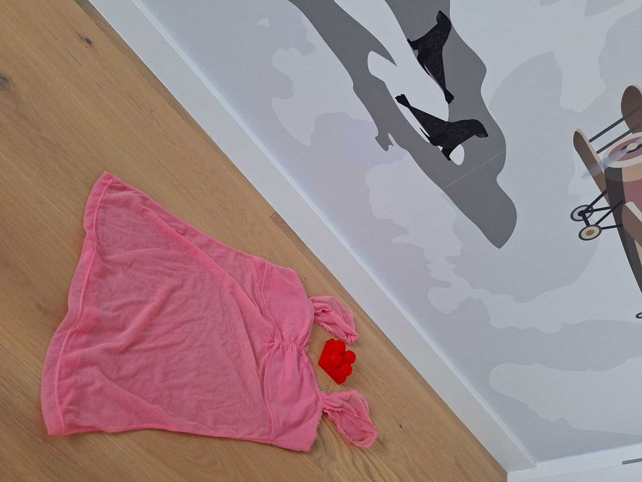 Top damski, elegancki: jak tiul, na grubych ramiączkach, viralowy róż, Esotiq:m