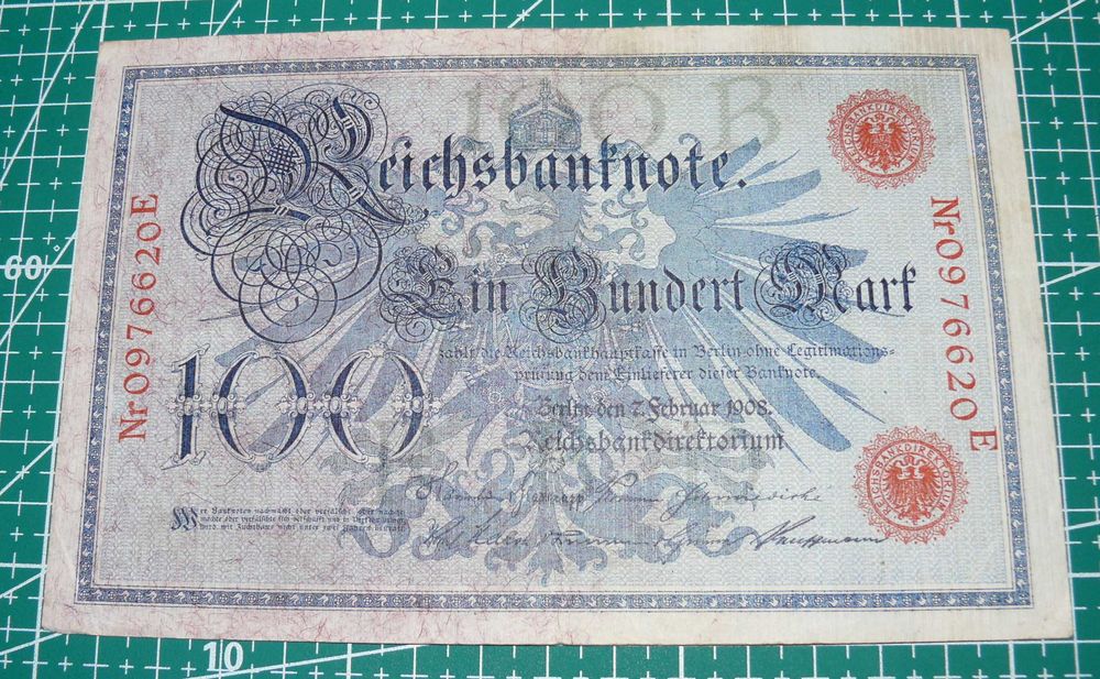 Niemcy 100 marek 1908 P.33 pieczęć czerwona