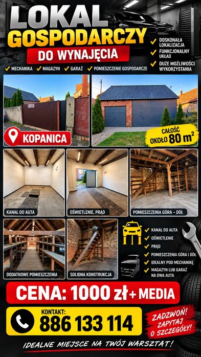 Lokal gospodarczy Warsztat Magazyn Garaż około 80m .. Kopanica.. PAT-KOM