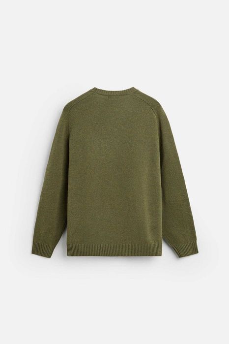 Zara чоловічий зелений текстурований светр із вовною