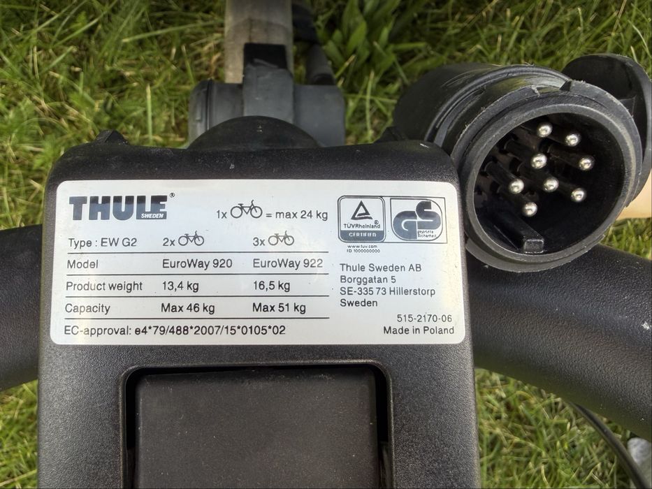 THULE EW 920 G2 na 2 rowery  46 kg uchylny bagażnik rowerowy hak