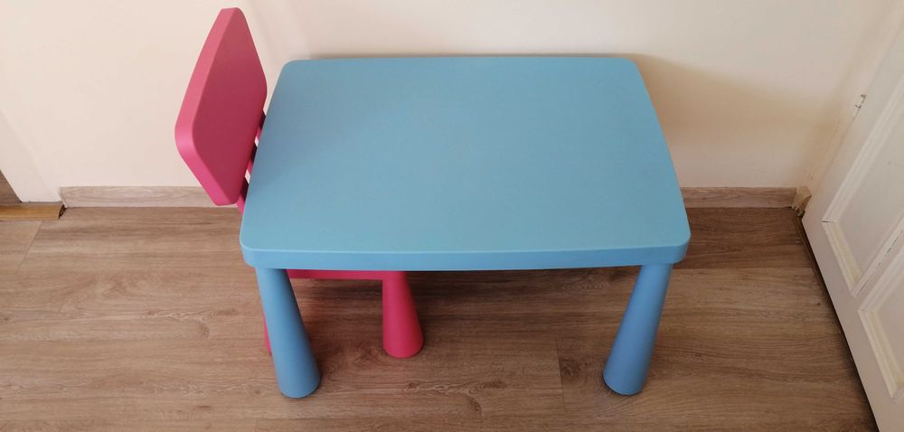 Stolik i krzesło dla dziecka Mammut IKEA Niebieski/Różowy