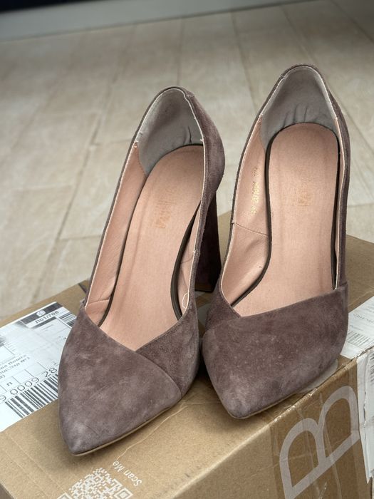 Натуральна замша лодочки бежеві