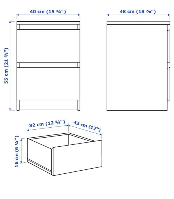 Mesa cabeceira malm 2 Und