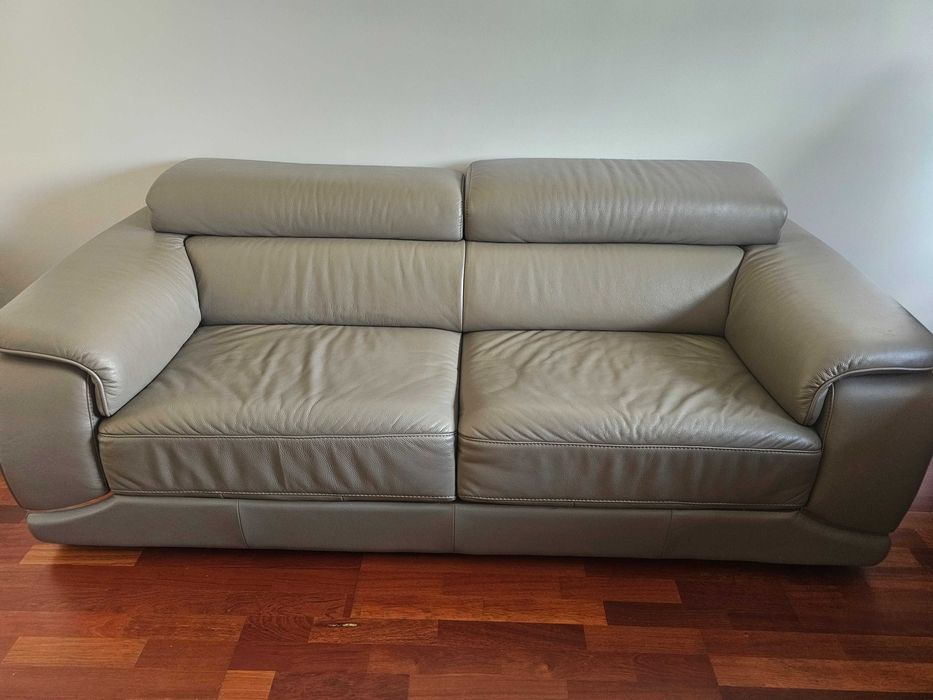 KLER kanapa skórzana/szara/funkcja spania/stan bardzo dobry