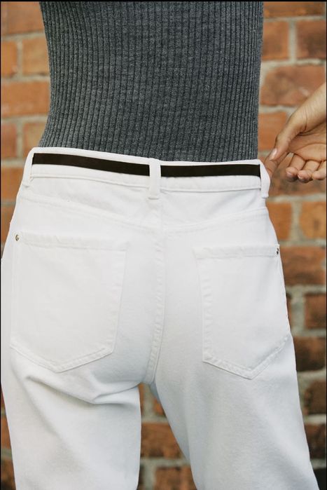 Білі джинси ZARA Straight з високою посадкою НОВІ