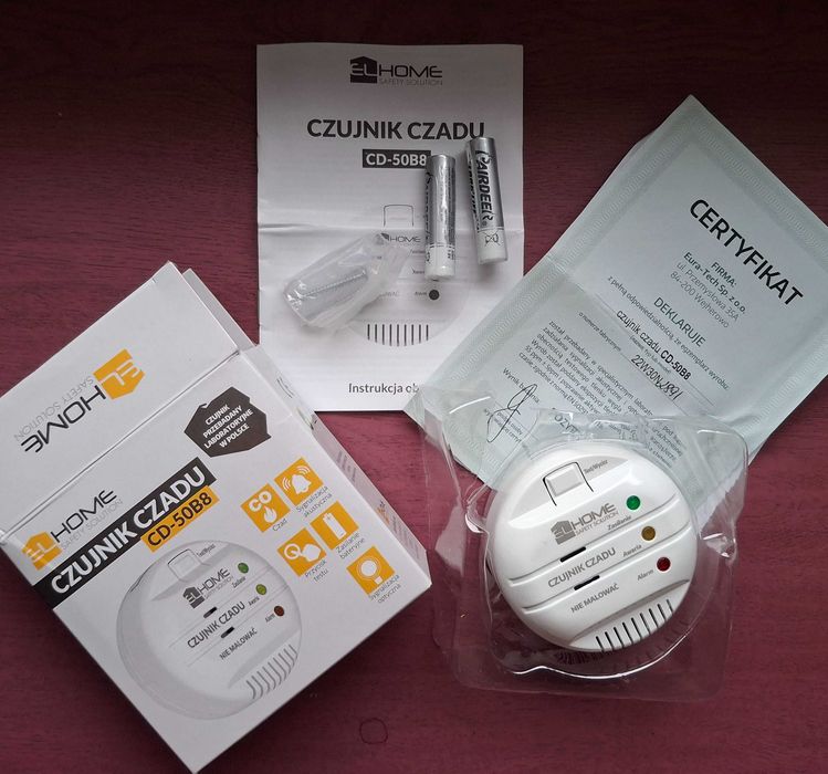 Czujnik czadu, tlenku węgla z polskim certyfikatem, nowy