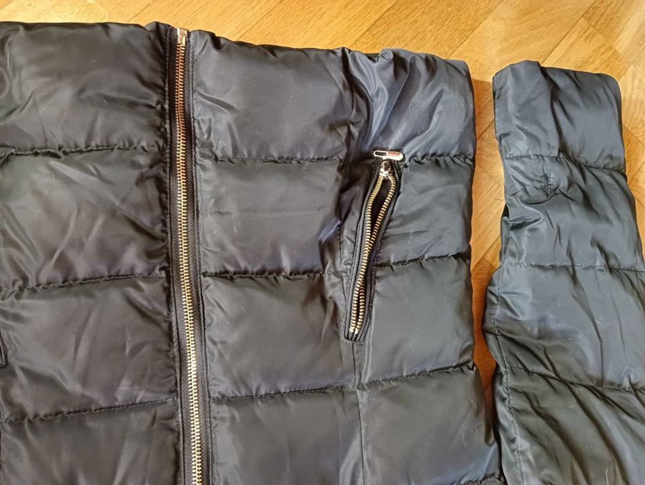 Damska kurtka puchowa M/L futro kaptur 38/40