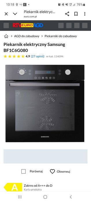 Piekarnik Samsung pod zabudowę kuchenka pralka lodówka